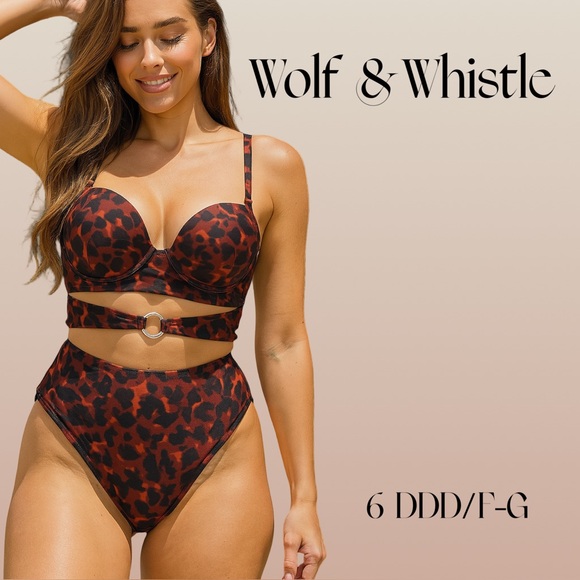 wolf & whistle Other - Wolf & Whistle ANIMAL PRINT padded lift underwire support bra gold rings 6 DDD